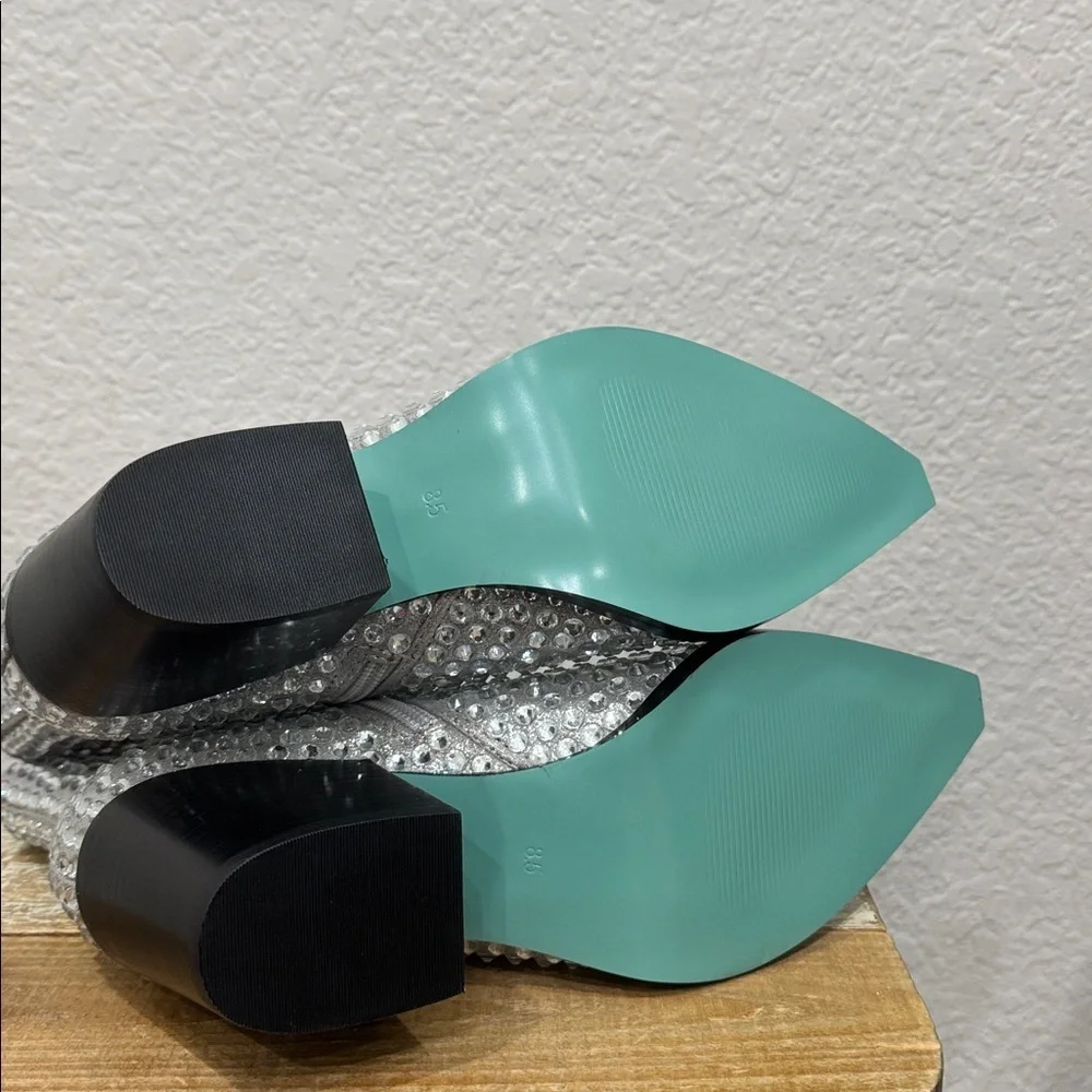 Betsey Johnson Neil Rhinestone Metallic Western Boots Size 8.5 - Picture 8 of 9